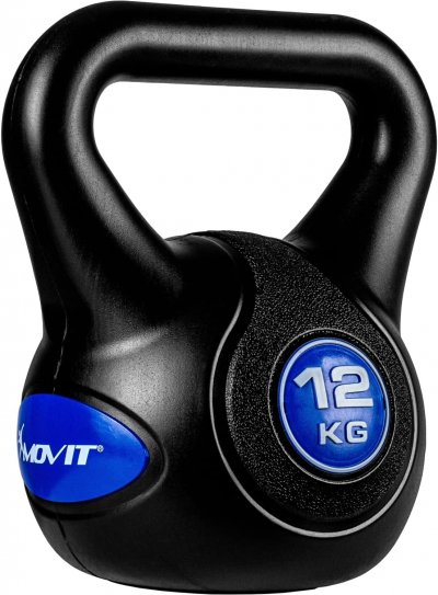 MOVIT  Kettlebell plastique 12 kg - Noir/bleu fonc&eacute;
