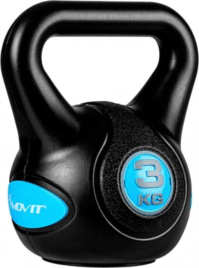 MOVIT  Kettlebell plastique 3 kg - Noir/bleu clair