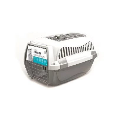  MPETS Cage de transport - Pour chien - M - Gris et blanc