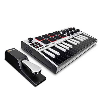 AKAI MPKMINI3WH - USB 25 mini notes 8 pads &eacute;cran OLED - Blanc