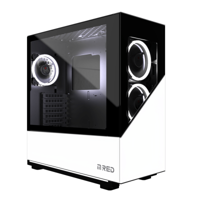 M.RED MRED - Bo&icirc;tier PC Gamer ATX - Blanc RGB Elite