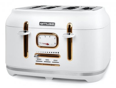 MUSE MS-131W - Grille-pain - d&eacute;cong&eacute;lation et r&eacute;chauffage - 4 fentes - 