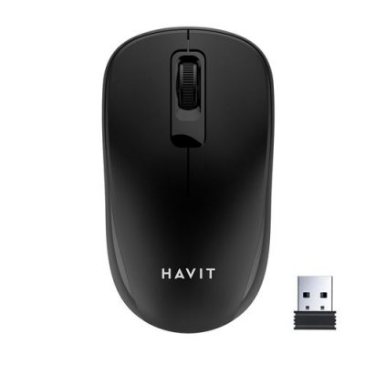 HAVIT MS626GT Souris bureautique sans fil 2,4 Ghz - 3 boutons - Port&eacute;e 10 m&egrave;tres - Nano r&eacute;cepteur