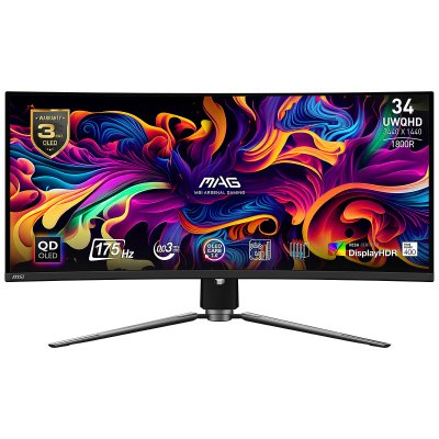 MSI  Ecran PC Gaming  MAG 341CQP QD OLED 34 Incurv&eacute; UWQHD Noir Noir
