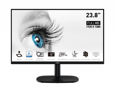 MSI  Pro MP245V &eacute;cran plat de PC 60,5 cm (23.8") 1920 x 1080 pixels Full HD LCD Noir