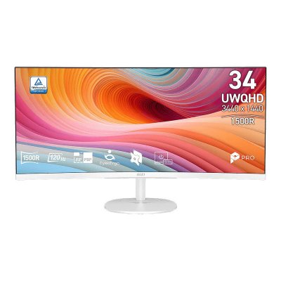 MSI  Pro MP341CQW E12 &Eacute;cran PC 34 UltraWide Quad HD 21:9 VA 4 ms 120 Hz Blanc - Neuf