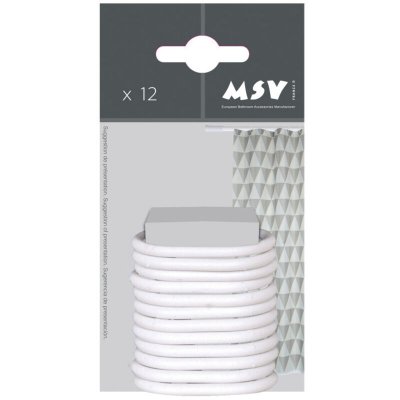 MSV  Lot de 12 anneaux pour rideaux de douche Blanc