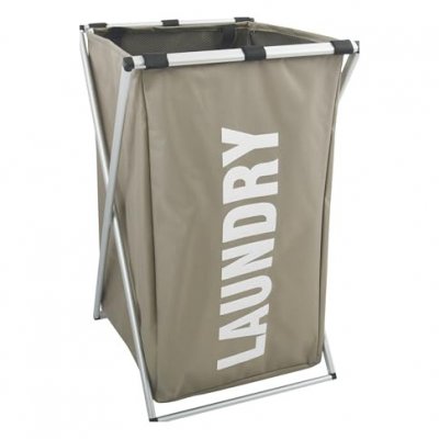 MSV  Panier &agrave; linge LAUNDRY Taupe