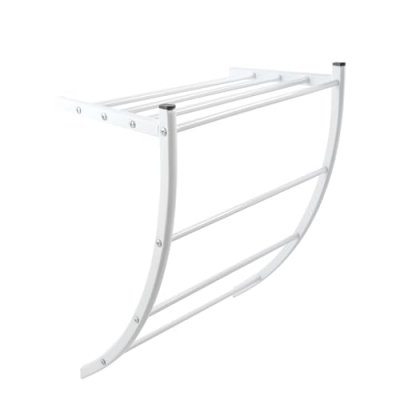 MSV  - Porte Serviettes & &eacute;tag&egrave;re murale en Acier Blanc - Blanc