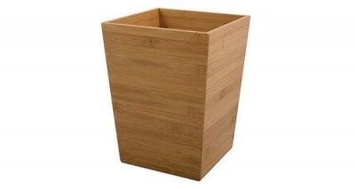 MSV  - Poubelle de salle de bain en bambou laqu&eacute; - 20 x 20 x 26 cm
