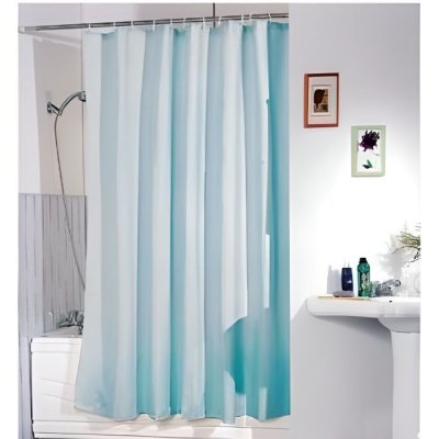 MSV  Rideau de Douche Polyester 240x200cm Bleu - Anneaux Inclus