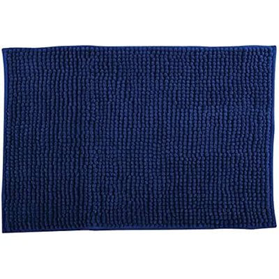 MSV  Tapis de bain Microfibre CHENILLE 60x90cm Bleu Fonc&eacute;