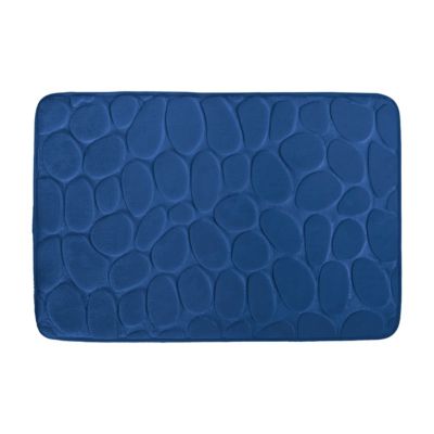 MSV  Tapis de bain Microfibre PEBBLE 40x60cm Bleu Fonc&eacute; - Bleu