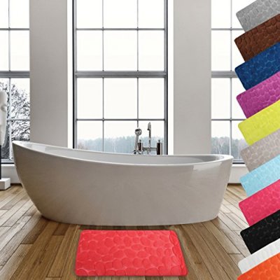 MSV  - Tapis de bain Microfibre pebble 40x60cm Rouge - Rouge