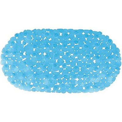 MSV  Tapis Fond de baignoire PVC GALETS 39x99cm Bleu transparent - Bleu