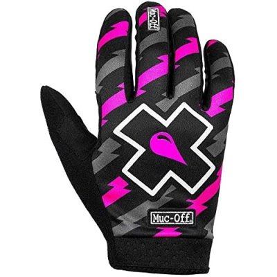 MUC OFF Muc-Off Gants VTT Motifs &Eacute;clairs, Petite Taille V&eacute;lo Mixte, Noir/Rose
