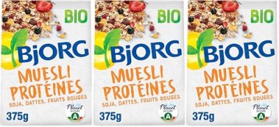 BJORG Muesli prot&eacute;ines, soja, dattes, fruits rouges, bio