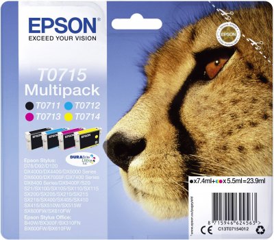 EPSON Multipack  T0715 - Noir + 3 couleurs