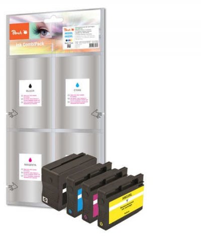 PEACH Multipack  avec Puce, Compatible avec HP No. 932XL, No. 933XL