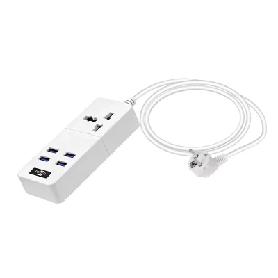AVIZAR Multiprise 2500W avec 4 Ports USB DC 5V et Prise Universelle Blanc Blanc