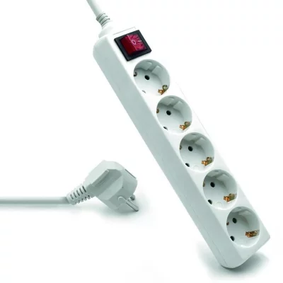 EWENT Multiprise 5 Prises avec Interrupteur  EW3916 Schuko Blanc