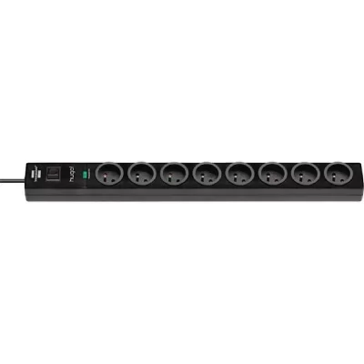 BRENNENSTUHL Multiprise Hugo avec parasurtenseur  - 8 prises - Noir