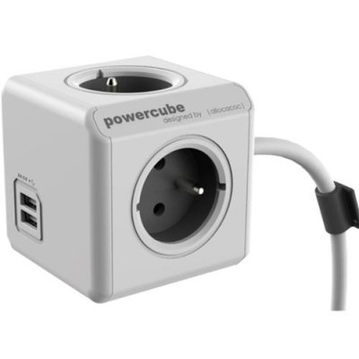CHACON Multiprise Powercube 3 Prises 16A Avec 2 Usb 1,5M Gris - Cha48041