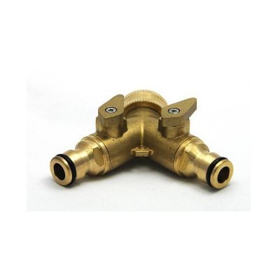 MULTITANKS  - Raccord y en laiton double sortie male raccord rapide