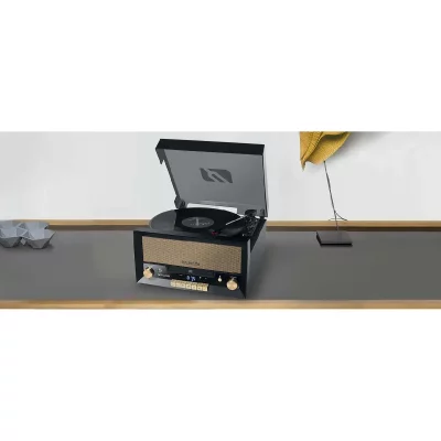 MUSE  chaine hifi platine vinyle CD USB BLUETOOTH FM avec encodage marron noir