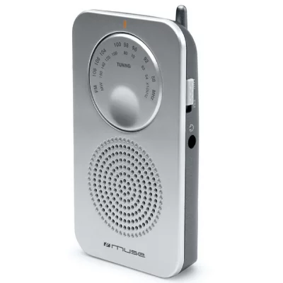 MUSE  M-01RS Pocket Radio (FM / AM tuner, prise casque) argent