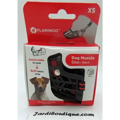 FLAMINGO Museli&egrave;re SILAS XS noir. 24 cm 30-38 cm. pour chien.