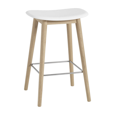Muuto - Fiber Tabouret de bar Wood Base H 65 cm, ch&ecirc;ne / blanc