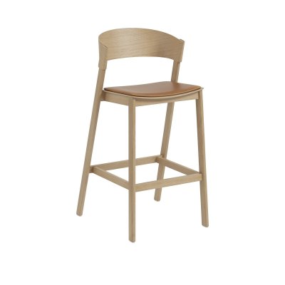 Muuto Tabouret de bar Cover avec rembourrage en cuir - Cuir Cognac