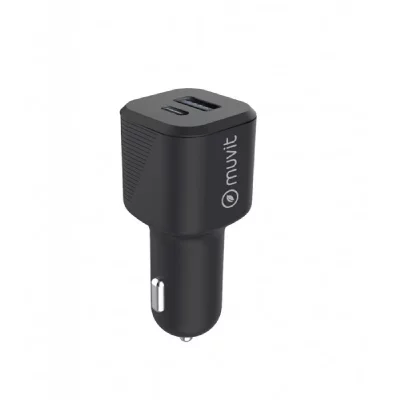 Muvit For Change Usb Qc 3.0 18w+ 1 Usb-c Pd 20w Car Charger Noir