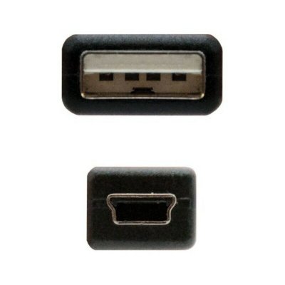 NANOCABLE  10.01.0401, 1 m, USB A, Mini-USB B, 2.0, M&acirc;le-M&acirc;le, Noir