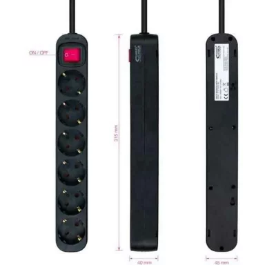 NANOCABLE  6 Tomas Power Strip With Switch 1.4 M Noir