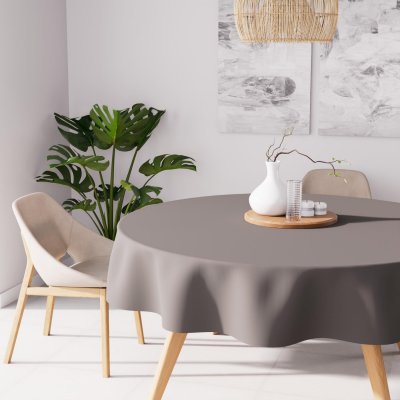 SOLEIL D OCRE Nappe anti-t&acirc;ches ronde 180 cm alix moka, par Soleil D'ocre Marron