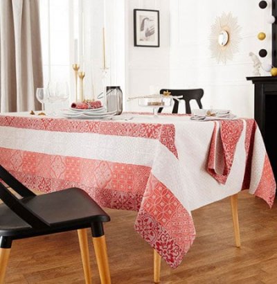 TRADILINGE Nappe Rectangulaire Enduite Mosa&iuml;que - Rubis - 150 x 300 cm