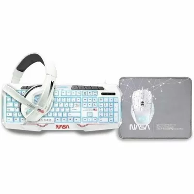 NASA  -andromeda4in1-w Gaming Kit Keyboard Mouse Earphones Clair