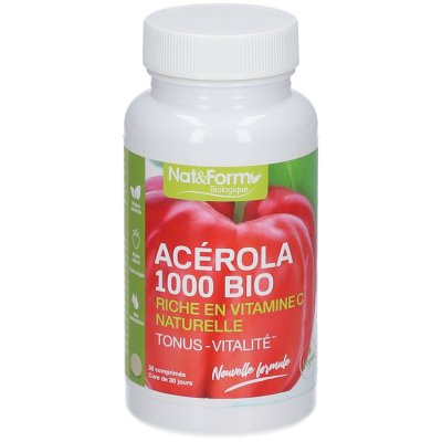 NAT&FORM Nat & Form Biologique Ac&eacute;rola 1000 Bio 30 Comprim&eacute;s
