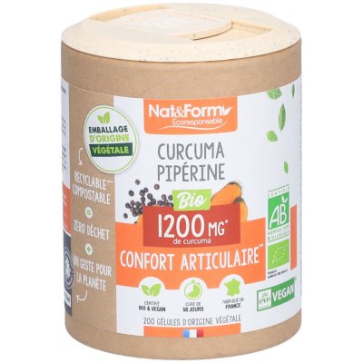 NAT & FORM  Curcuma Pip&eacute;rine Bio G&eacute;lules V&eacute;g&eacute;tales Ecoresponsable