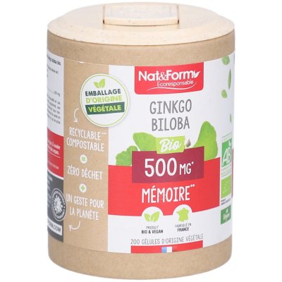 NAT & FORM NAT&FORM Ecoresponsable - Ginkgo Biloba Bio 200 g&eacute;lules