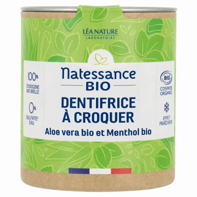 NATESSANCE  Dentifrice&agrave;croquer aloe vera et menthe bio x80