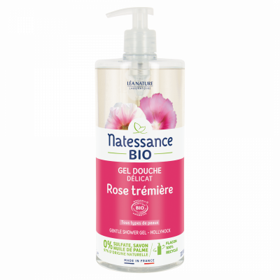 NATESSANCE  Gel douche d&eacute;licat&agrave;la Rose Tr&eacute;mi&egrave;re 1L