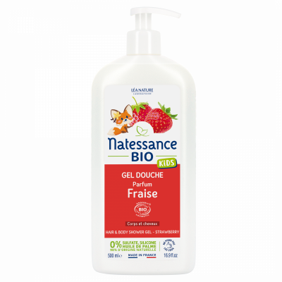 NATESSANCE  Kids Bio Shampoing Douche Fraise Vanille 500ml