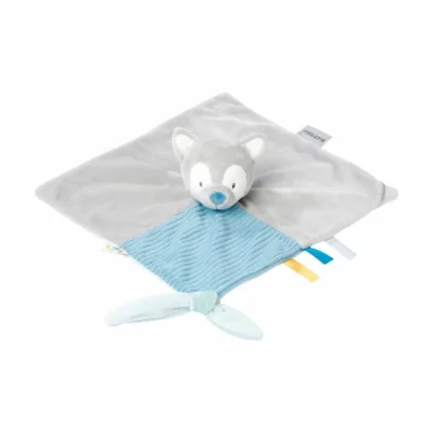 NATTOU  Tim + Tiloo Doudou -Tilou le loup - 27 x 27 cm Gris/Bleu 