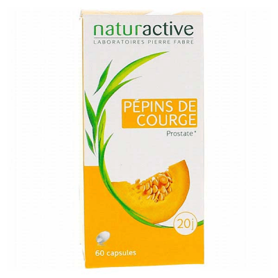 NATURACTIVE  Huile de P&eacute;pins de Courge 60 G&eacute;lules - Bo&icirc;te 60 capsules