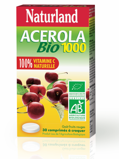 NATURLAND  Ac&eacute;rola bio 30 comprim&eacute;s &agrave; croquer