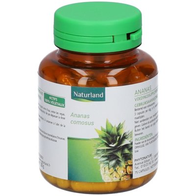 NATURLAND  Ananas Tige 75 V&eacute;g&eacute;caps - Bo&icirc;te plastique 75 v&eacute;g&eacute;caps