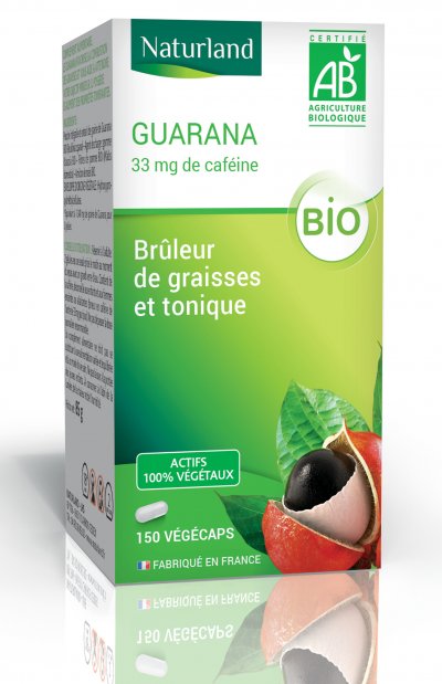 NATURLAND  Guarana Bio 150 V&eacute;g&eacute;caps - Bo&icirc;te 150 v&eacute;g&eacute;caps